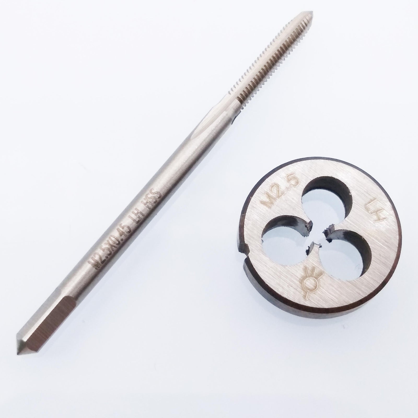 US Stock HSS M2.5 x 0.45mm Tap & M2.5 x 0.45mm Die Metric Thread Left Hand