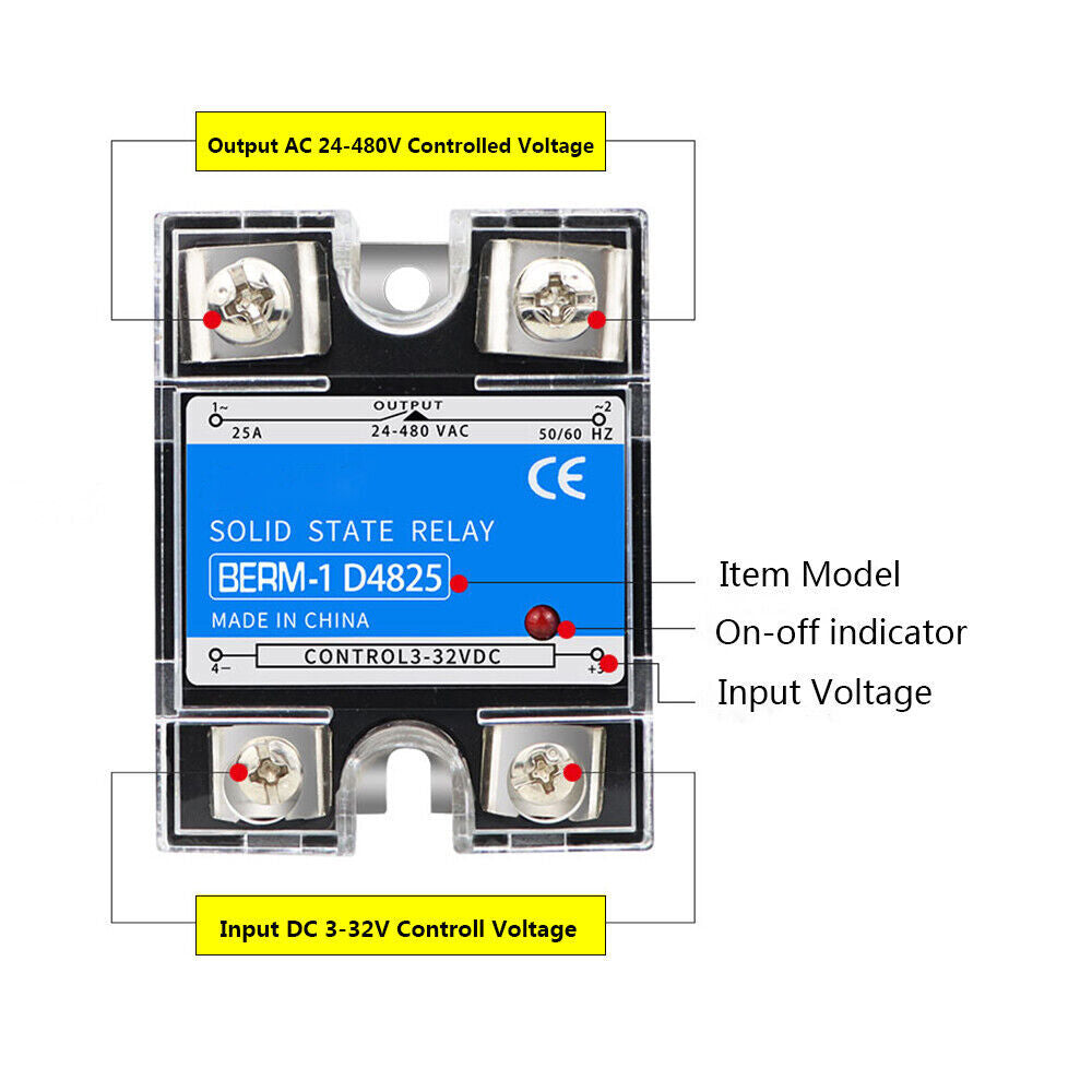 AU Stock Solid State Relay Input DC 3-32V to Output AC 24-480V Single-phase 80A