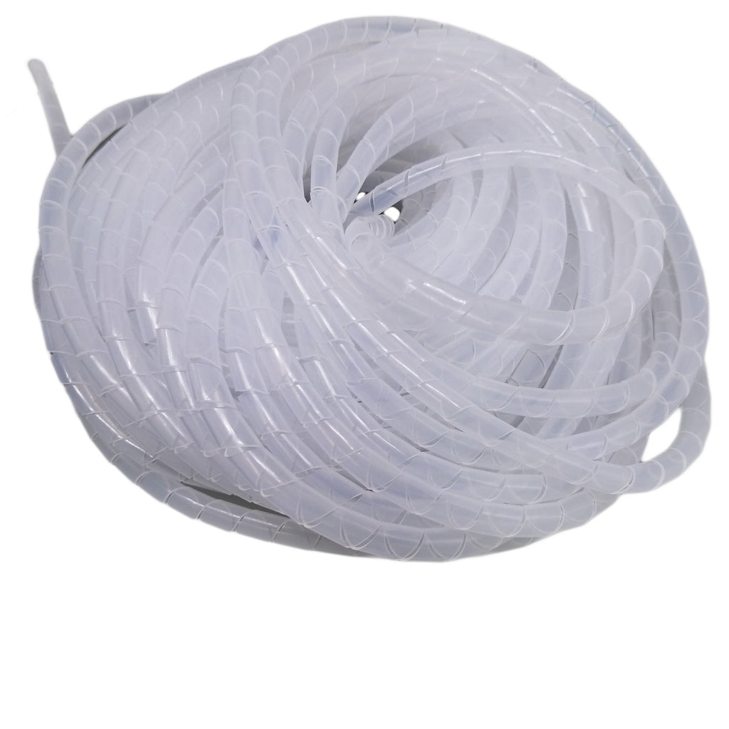US Stock 15M 49.21ft Roll 6mm Spiral Wrapping Band Cable Management White ROHS