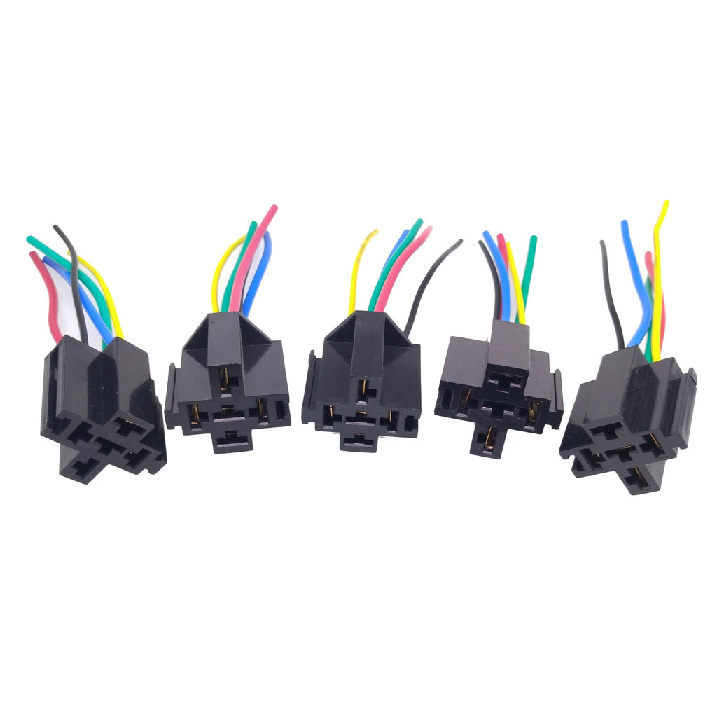 US Stock 5 pcs 5 Pin Cable Relay Socket Harness Connector DC 12V for Car