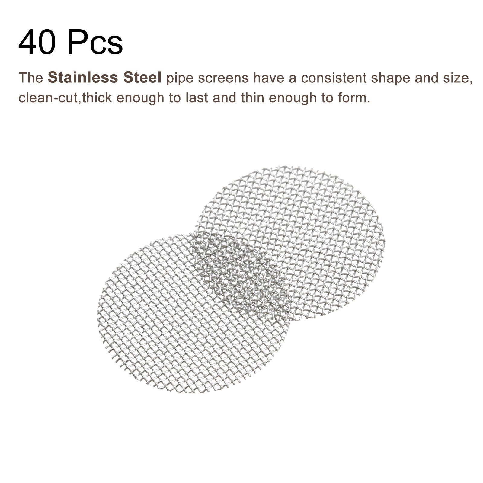 40pcs 60# Pipe Screen Stainless Steel Screen 1/2 Inch 12.7mm Dia for Pipe Filter