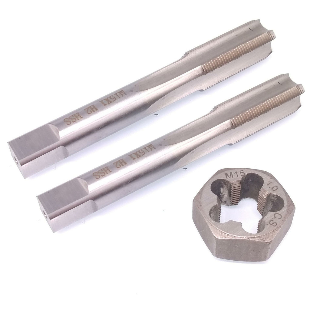 HSS M15x1mm Taper & Plug Tap & M15x1mm Hexagon Die Metric Thread Right Hand Set