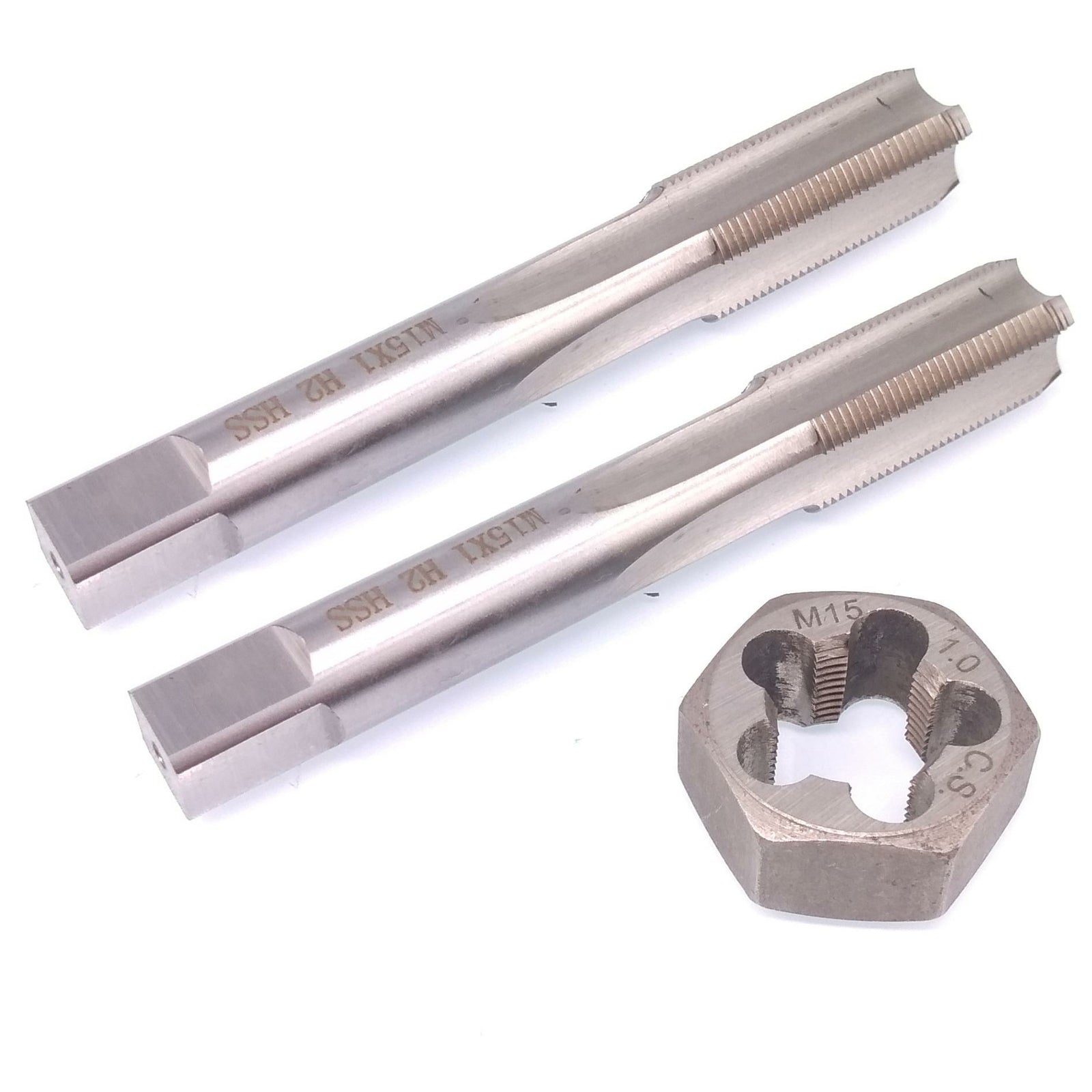 HSS M15x1mm Taper & Plug Tap & M15x1mm Hexagon Die Metric Thread Right Hand Set