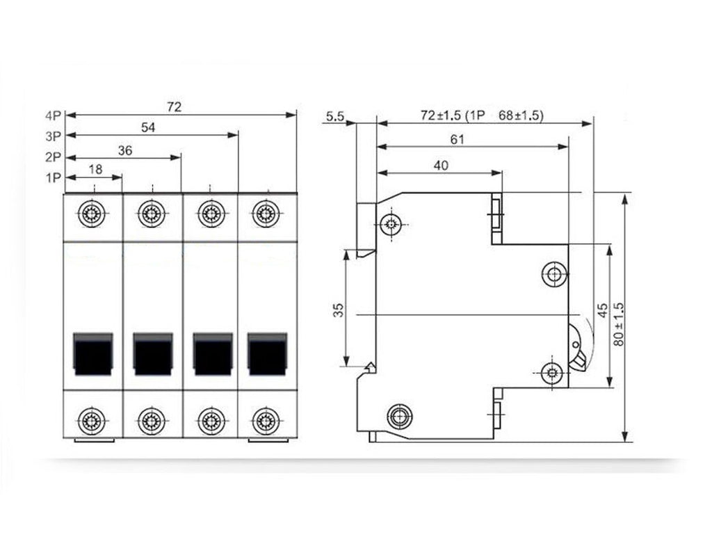 US Stock DZ47-60 C10 1P 10A Rated Current 3 Pole Miniature Circuit Breaker