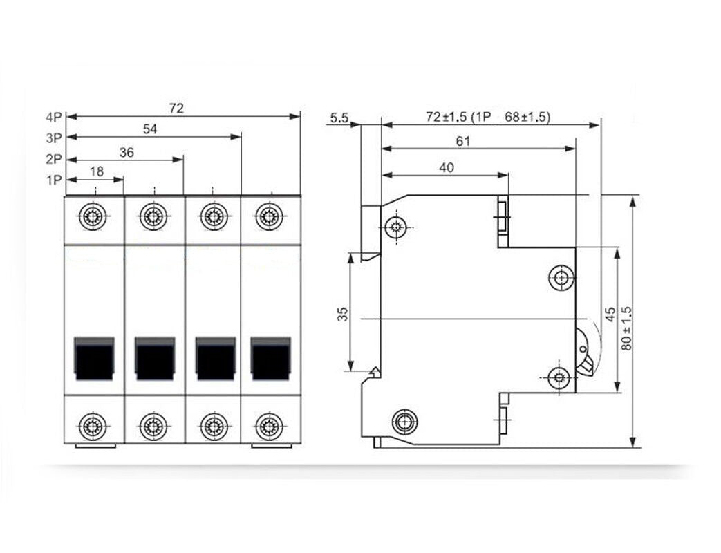 US Stock DZ47-60 C10 1P 10A Rated Current 3 Pole Miniature Circuit Breaker