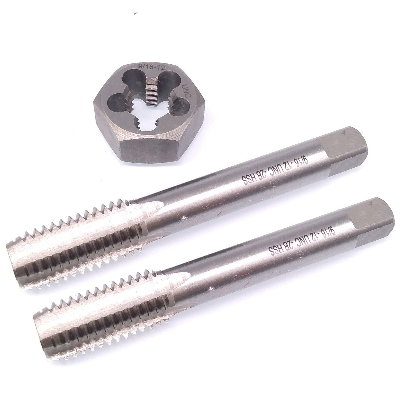HSS 9/16-12 Taper & Plug Tap & 9/16-12 Hexagon Die Thread Right Hand Set
