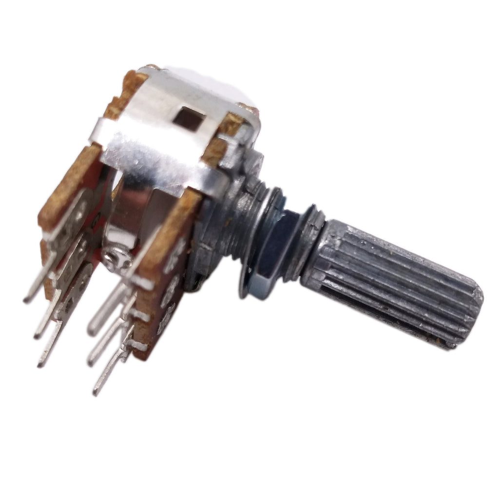 10pcs 100K ohm B100K Dual Stereo Potentiometer Pots Shaft S 15mm 6Pin