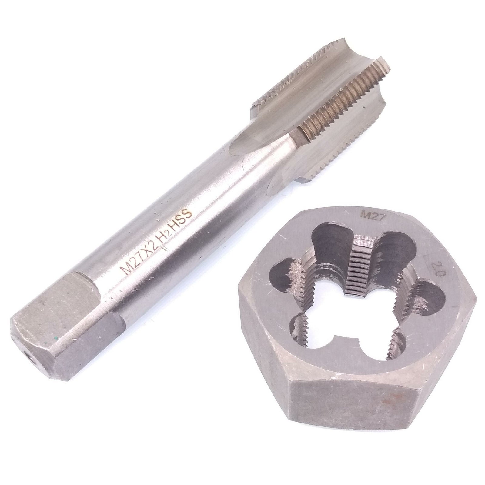 US Stock HSS M27 x 2mm Tap & 27 x 2mm Hexagon Die Metric Thread Right Hand Set