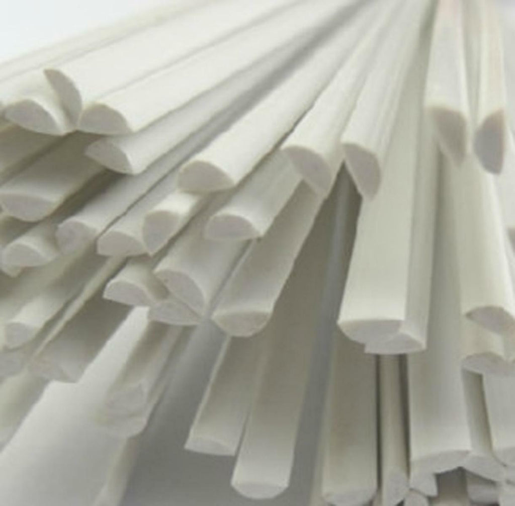 US Stock 10pcs ABS Styrene Plastic Half Round Bar Rod 4mm ±10% Dia. 9.85" White
