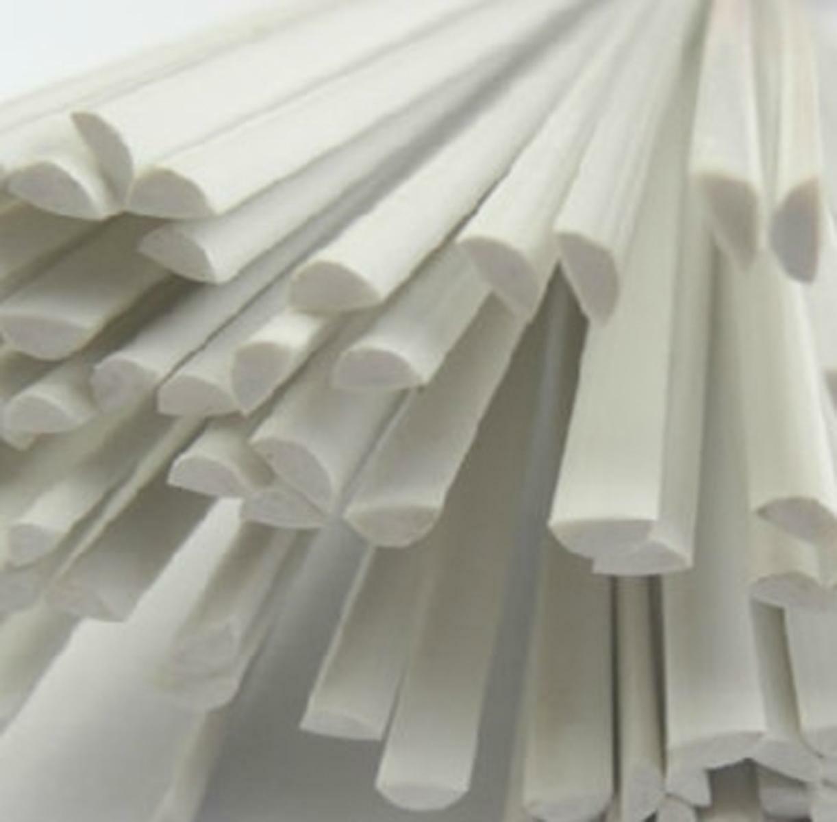 US Stock 10pcs ABS Styrene Plastic Half Round Bar Rod 4mm ±10% Dia. 9.85" White