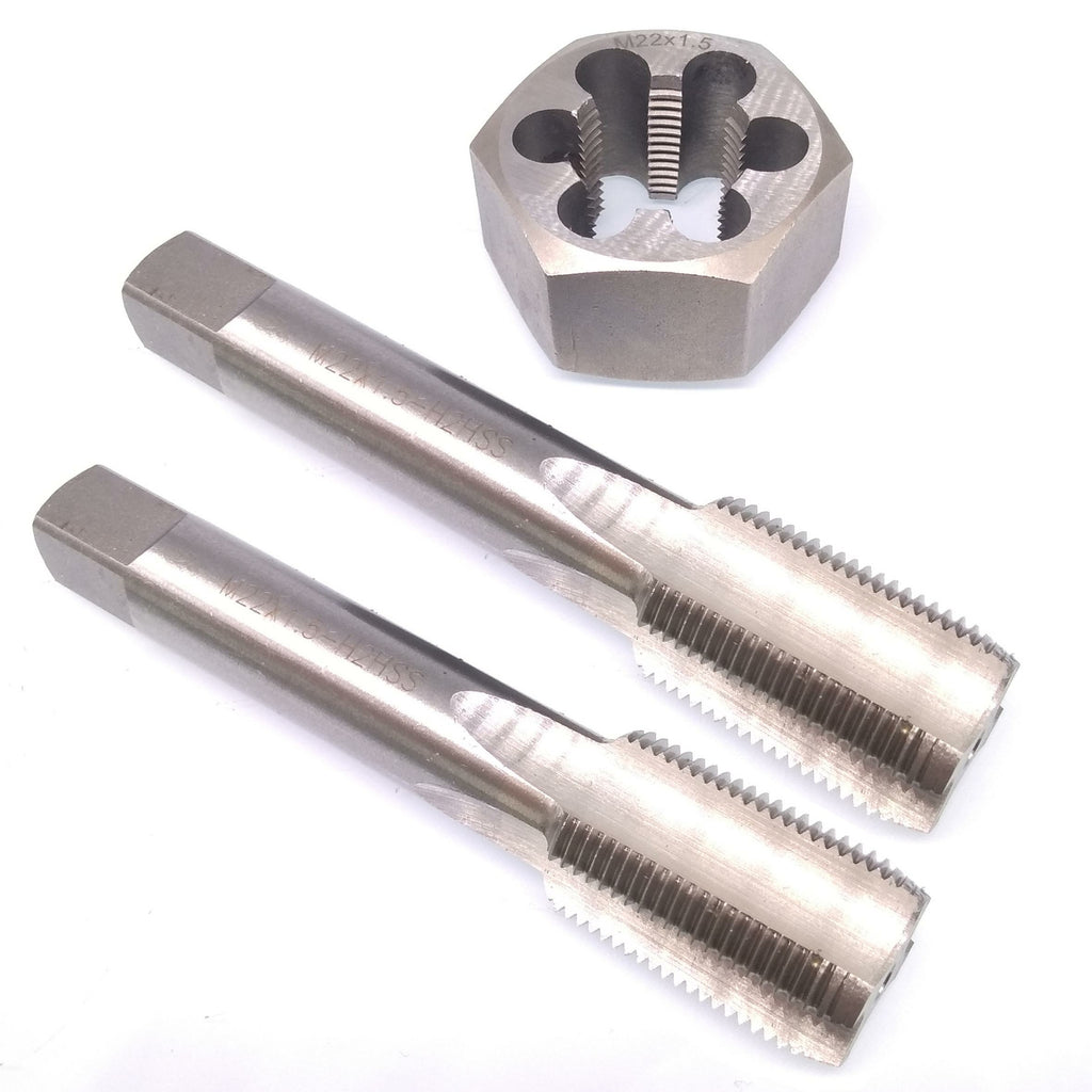 HSS M22 x 1.5mm Taper & Plug Tap & 22x1.5mm Hexagon Die Metric Thread Right Hand