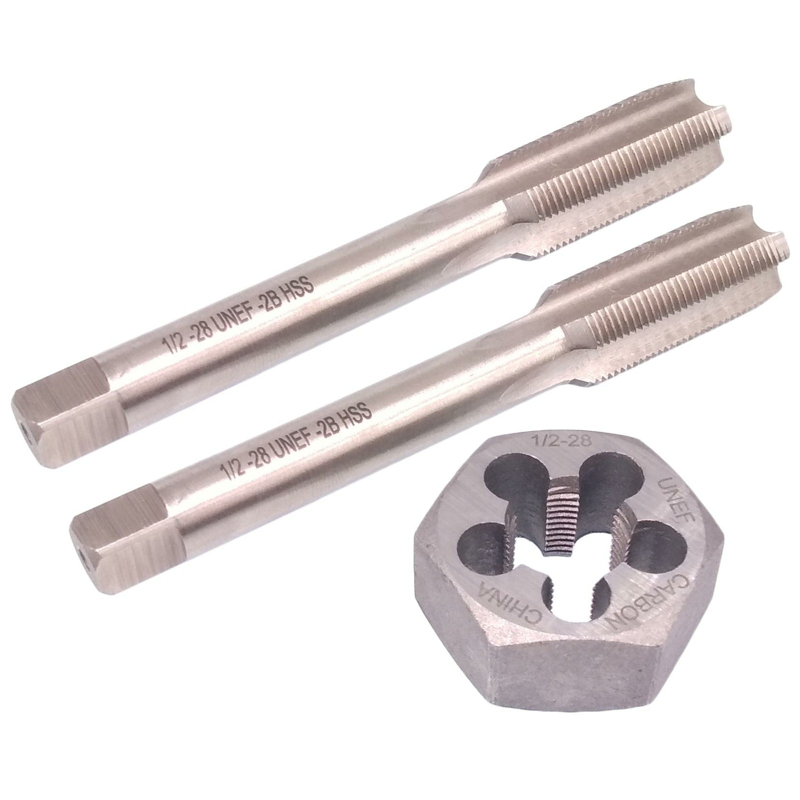 HSS 1/2-28 Taper & Plug Tap & 1/2-28 Hexagon Die Thread Right Hand Set
