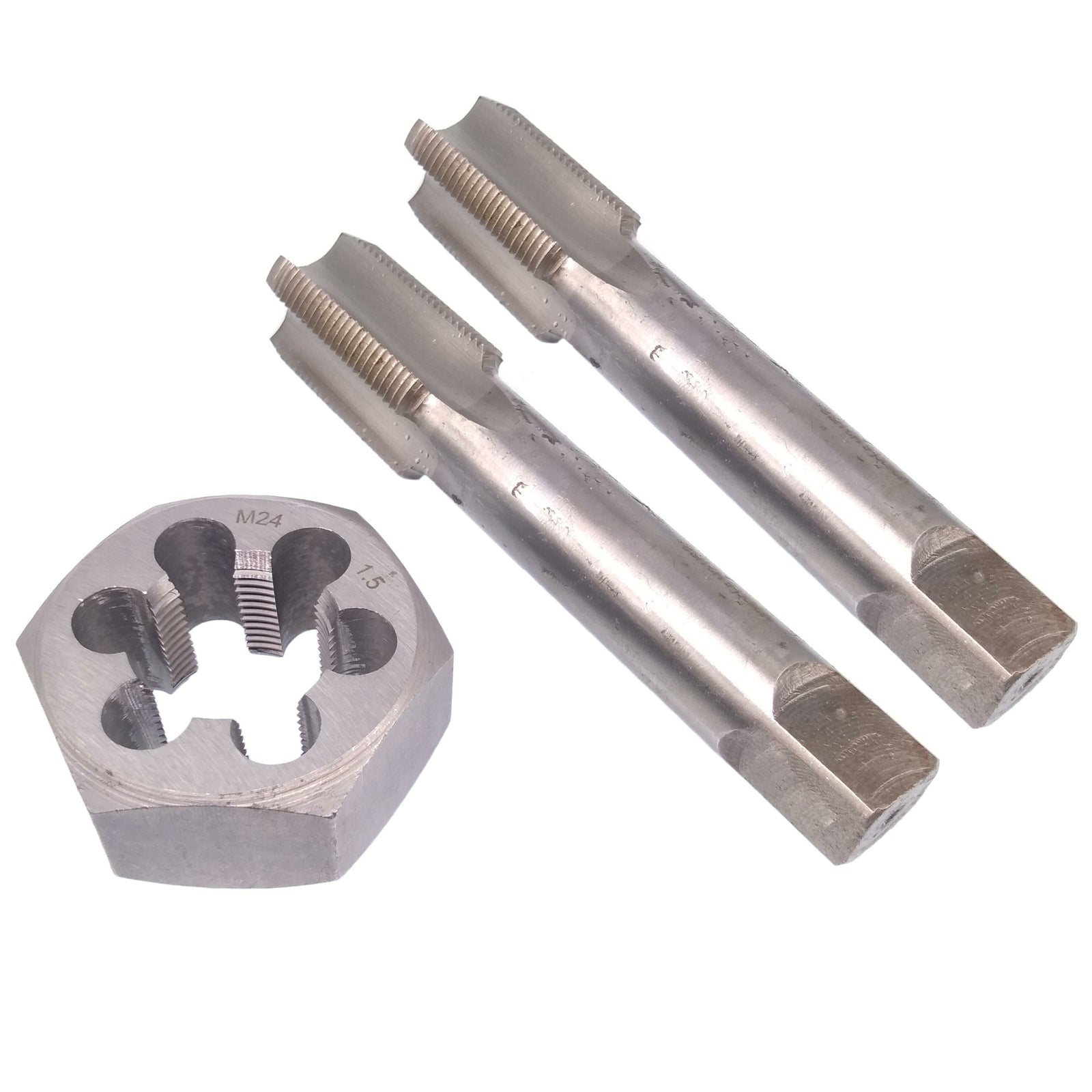 HSS M24 x 1.5mm Taper & Plug Tap & 24x1.5mm Hexagon Die Metric Thread Right Hand