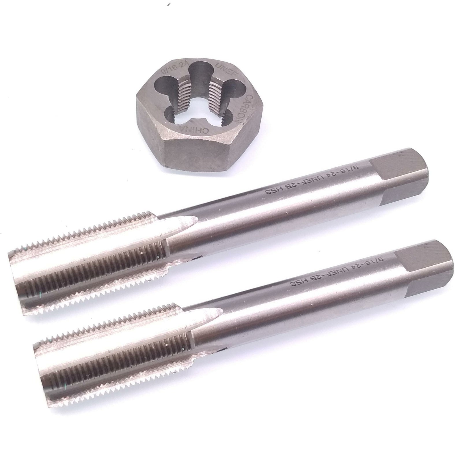 HSS 9/16-24 Taper & Plug Tap & 9/16-24 Hexagon Die Thread Right Hand Set