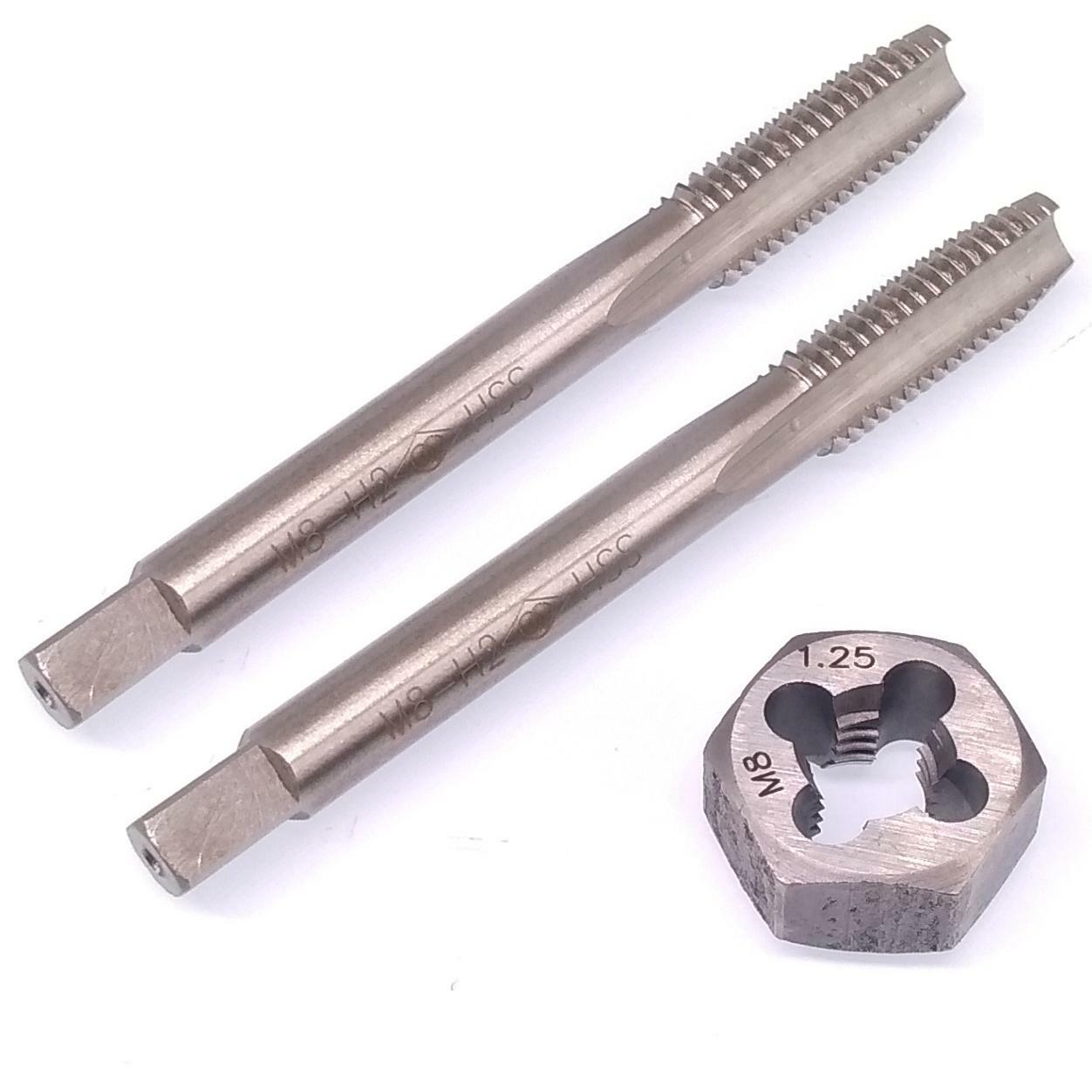 HSS M8 x 1.25mm Taper & Plug Tap & 8x1.25mm Hexagon Die Metric Thread Right Hand