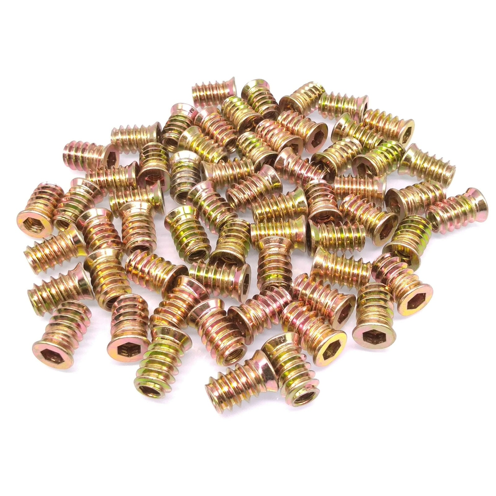 100pcs M6 x 15mm Furniture Screw-in Nut Bolt Fastener Hex Socket Insert Nuts