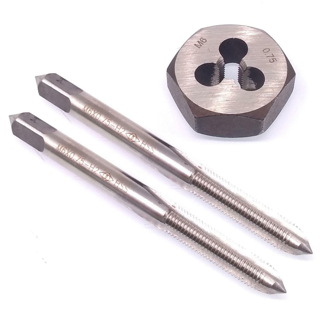 HSS M6 x 0.75mm Taper & Plug Tap & 6x0.75mm Hexagon Die Metric Thread Right Hand