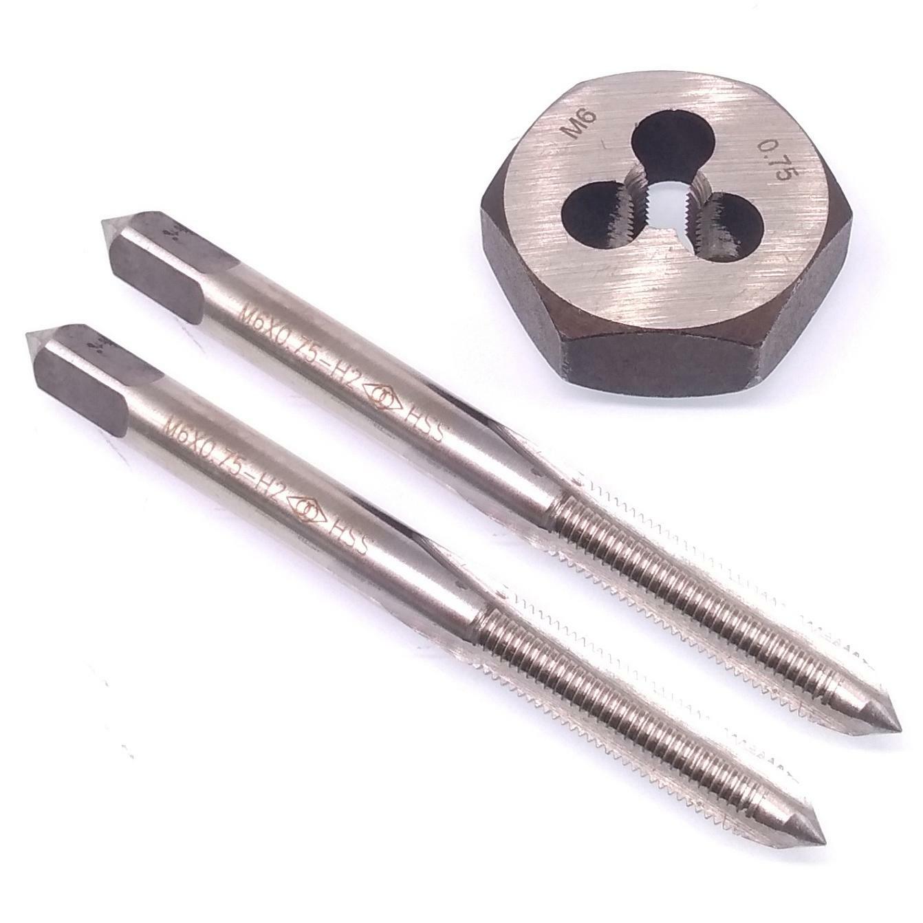 HSS M6 x 0.75mm Taper & Plug Tap & 6x0.75mm Hexagon Die Metric Thread Right Hand