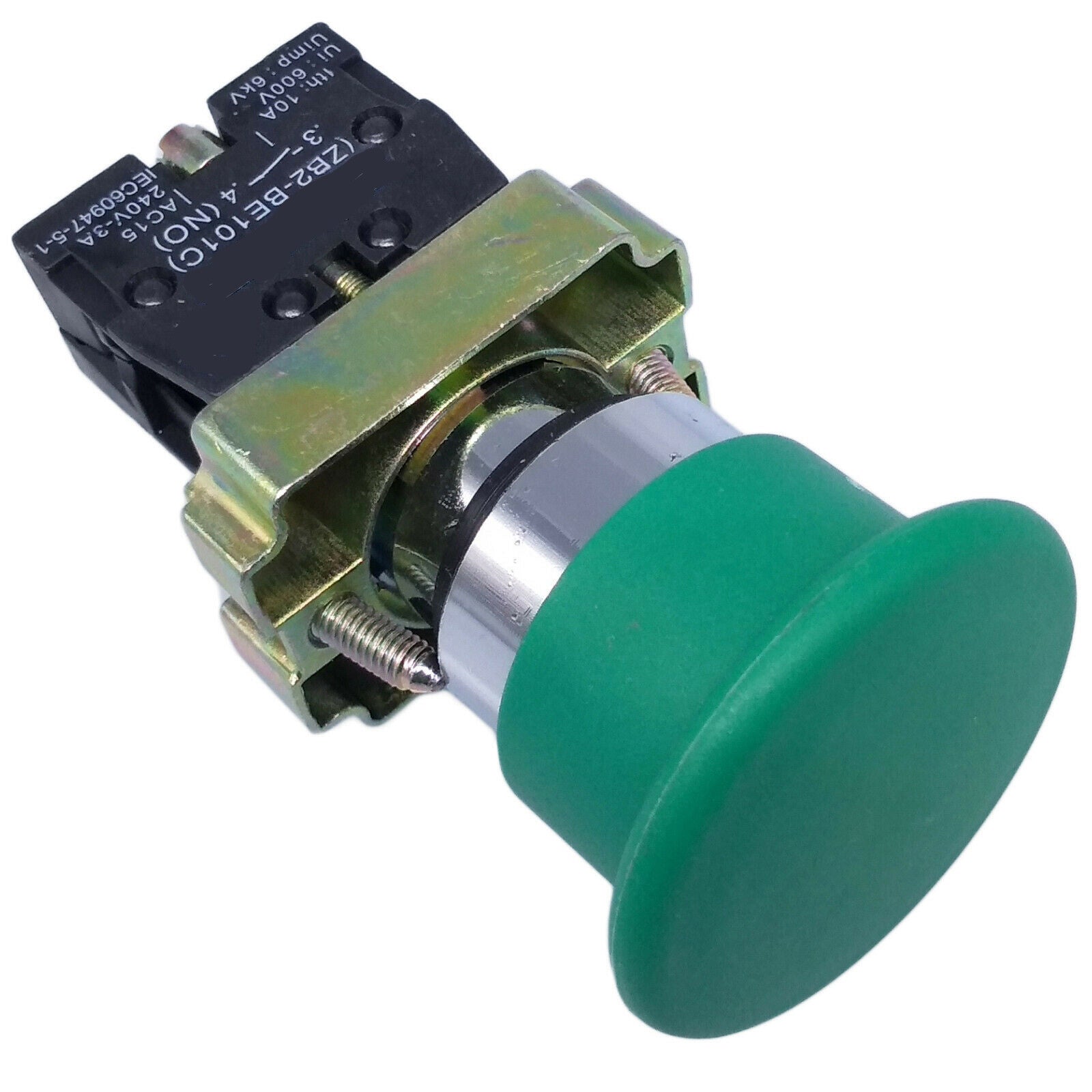 2pcs XB2-BC31C NO Momentary Mushroom Head Push Button Switch Green