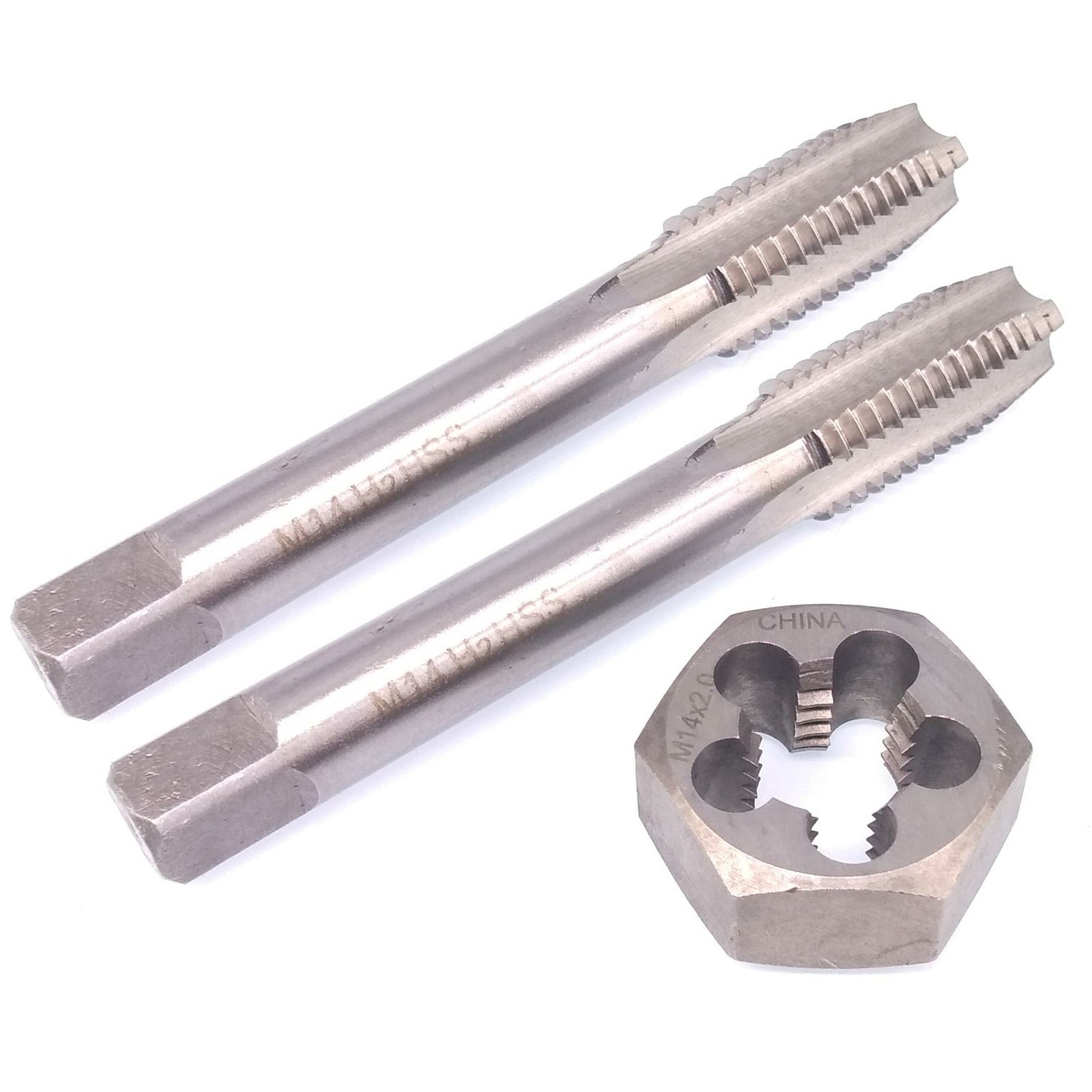 HSS M14 x 2mm Taper & Plug Tap & 14x2mm Hexagon Die Metric Thread Right Hand Set