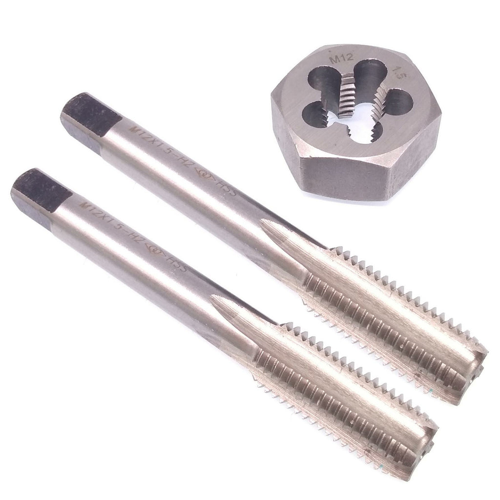 HSS M12 x 1.5mm Taper & Plug Tap & 12x1.5mm Hexagon Die Metric Thread Right Hand