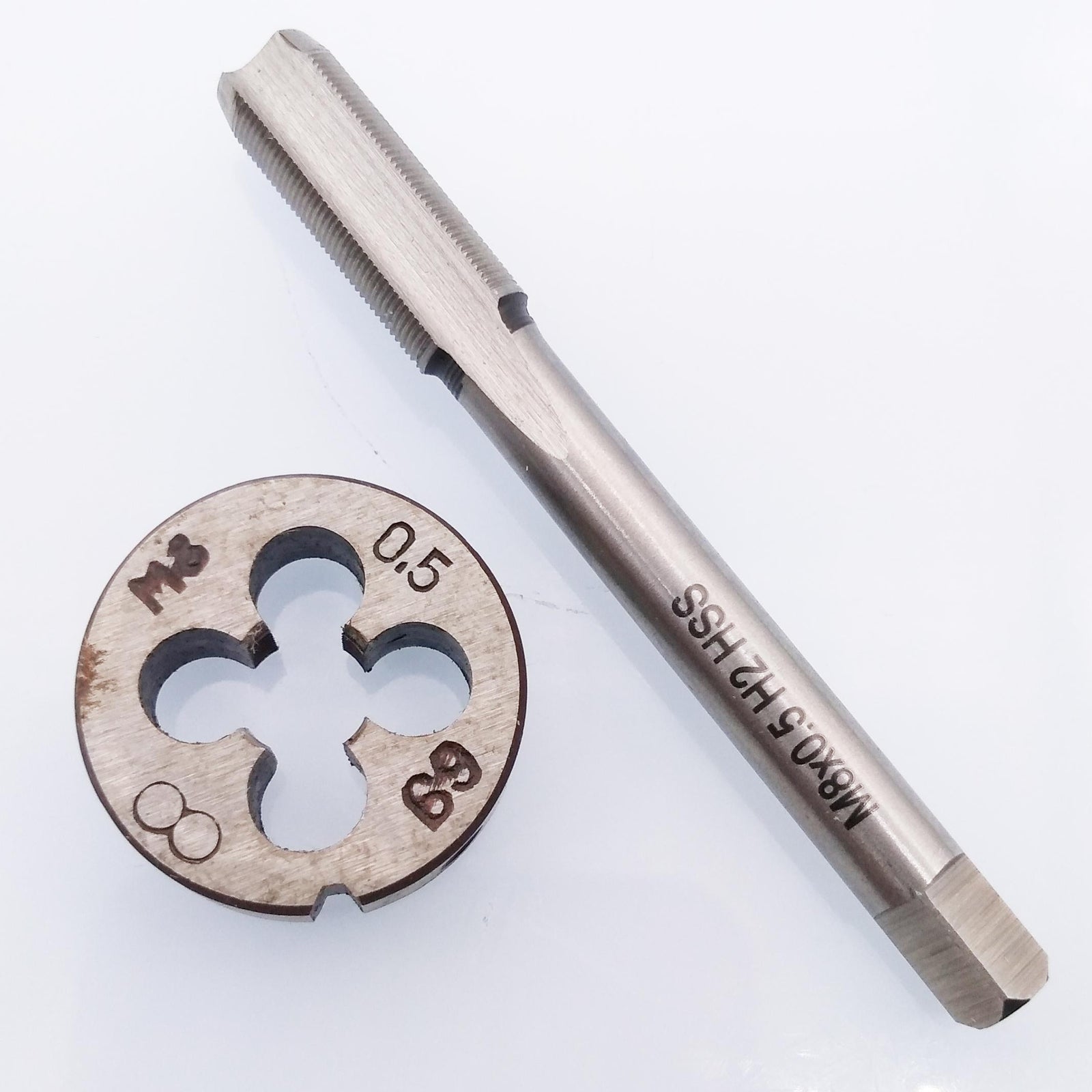 US Stock HSS M8 x 0.5mm Tap & M8 x 0.5mm Die Metric Thread Right Hand