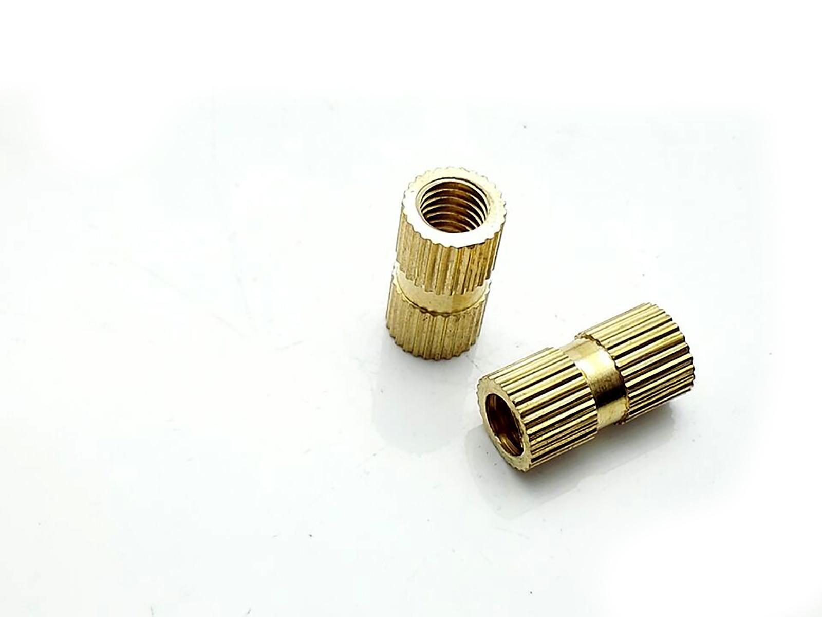US Stock 20 M6 L16mm OD8.3mm Brass Cylinder Knurled Threaded Insert Embedded Nut