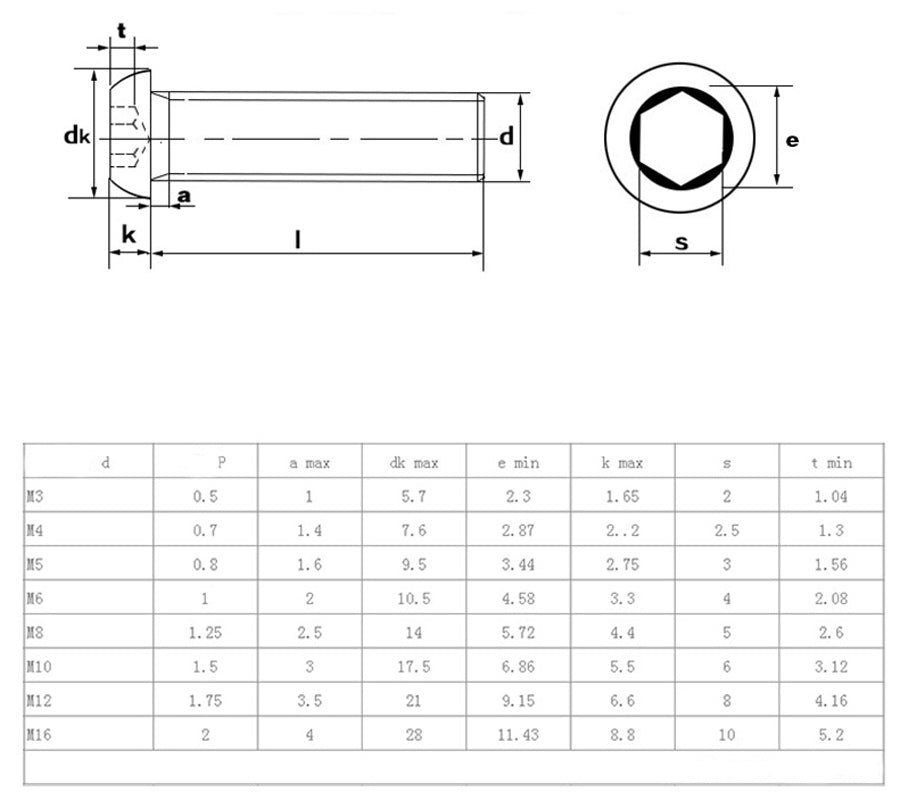 US Stock 50x M3 x 35mm Alloy Steel Hexagon Socket Button Head Screw ISO7380 Nuts