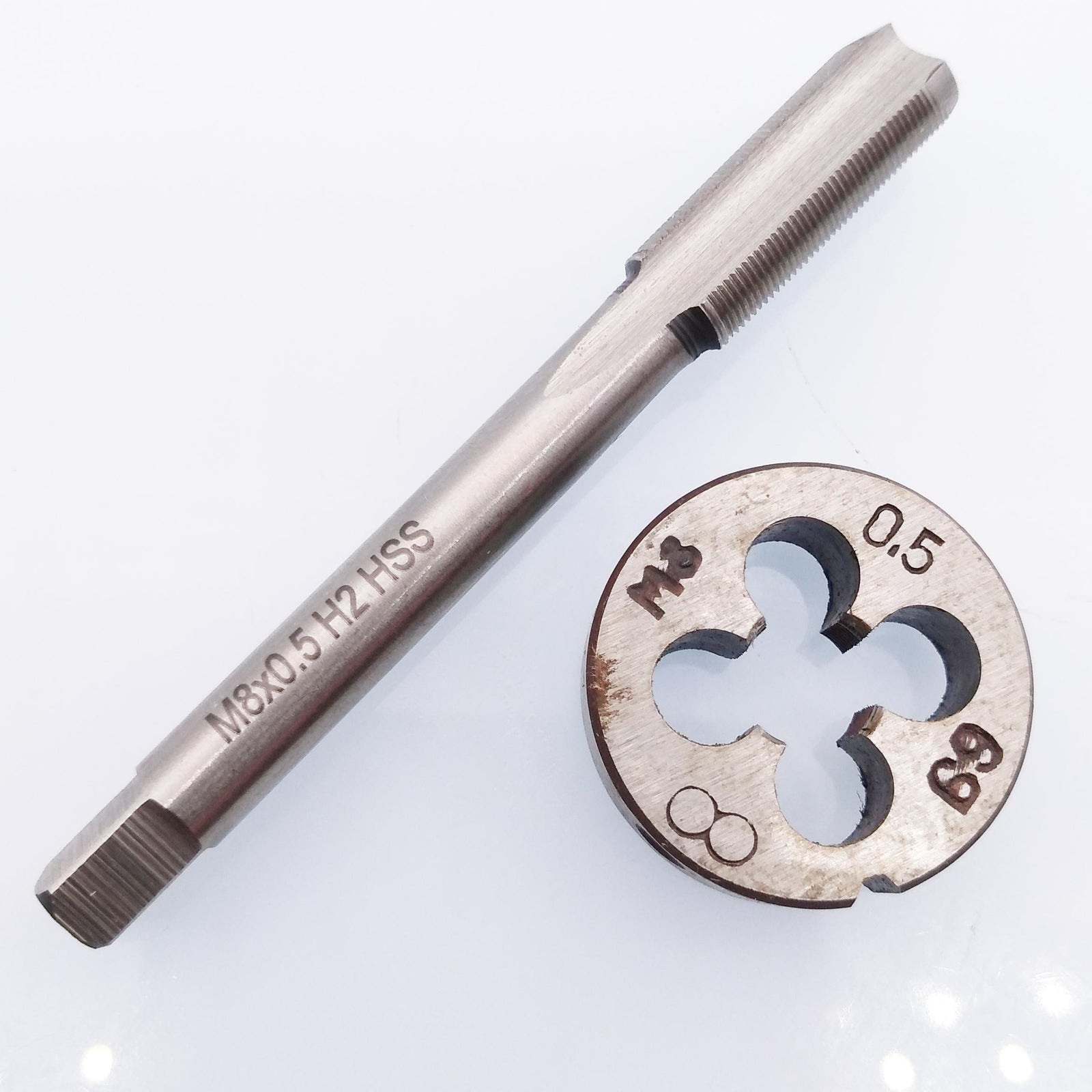 US Stock HSS M8 x 0.5mm Tap & M8 x 0.5mm Die Metric Thread Right Hand