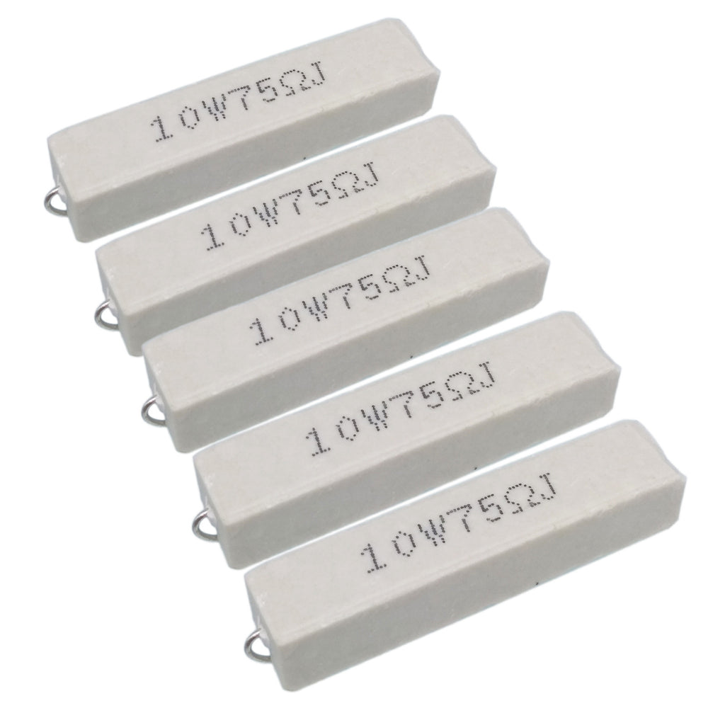 US Stock 5pcs 75 ohm 75RΩJ 10 watt Axial Ceramic Cement Power Resistor 10W