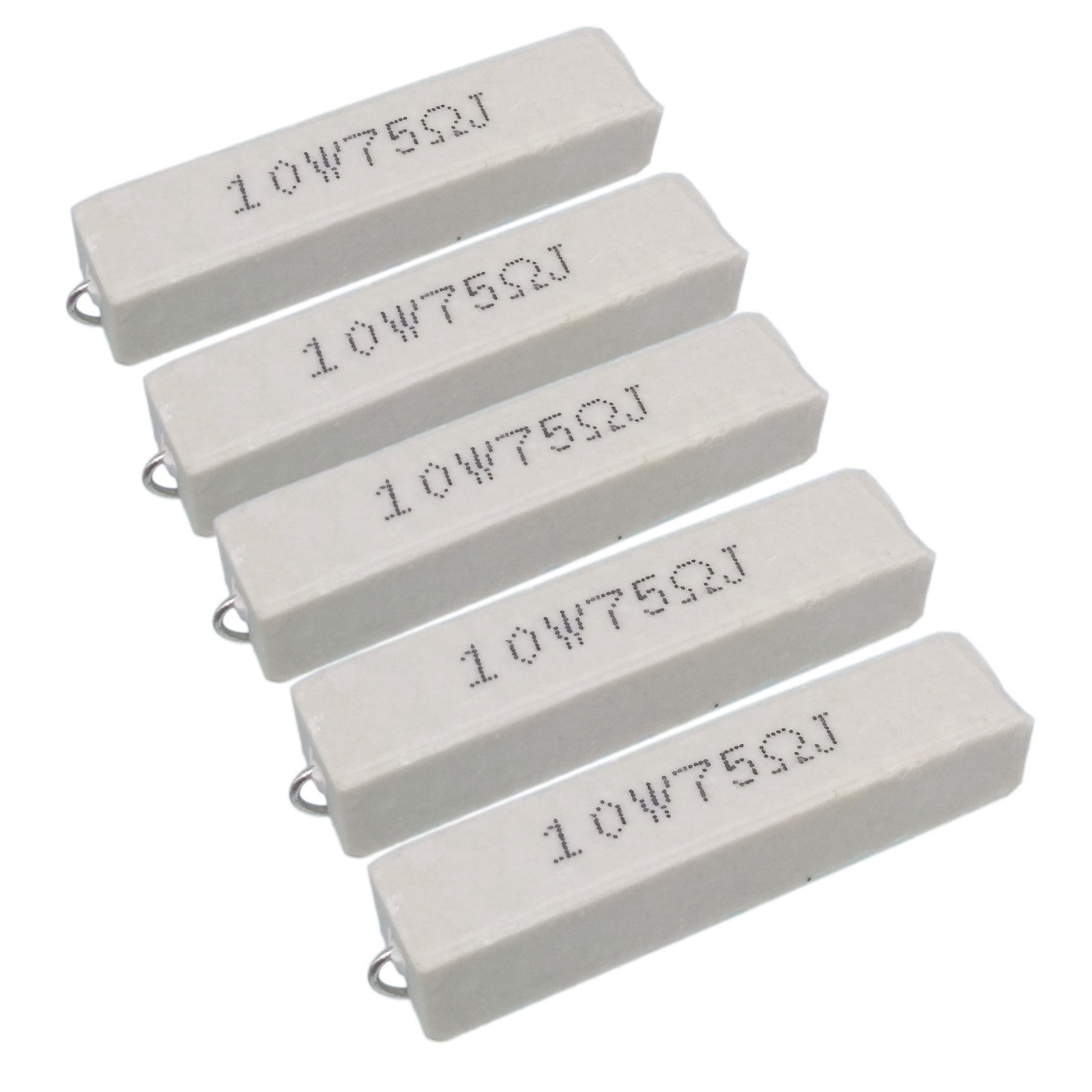 US Stock 5pcs 75 ohm 75RΩJ 10 watt Axial Ceramic Cement Power Resistor 10W