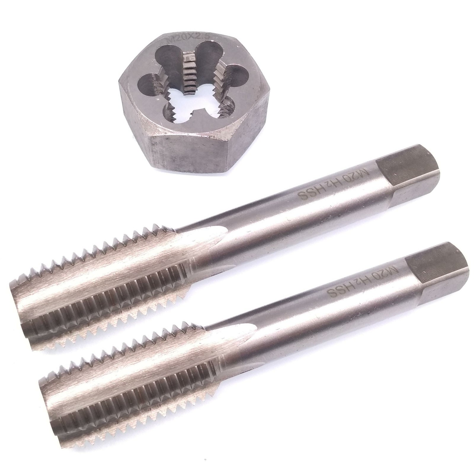 HSS M20 x 2.5mm Taper & Plug Tap & 20x2.5mm Hexagon Die Metric Thread Right Hand