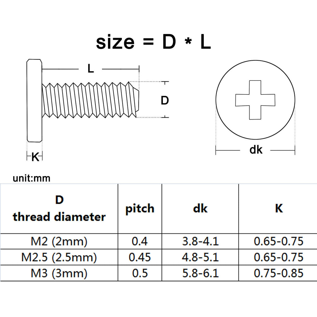 800x M2M2.5M3 Phillips Flat Thin Wafer Head Laptop Computer Screw Bolt Kit Set