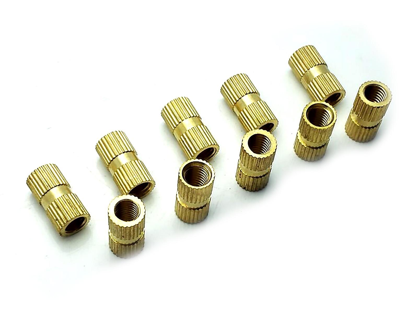 US Stock 20 M6 L16mm OD8.3mm Brass Cylinder Knurled Threaded Insert Embedded Nut