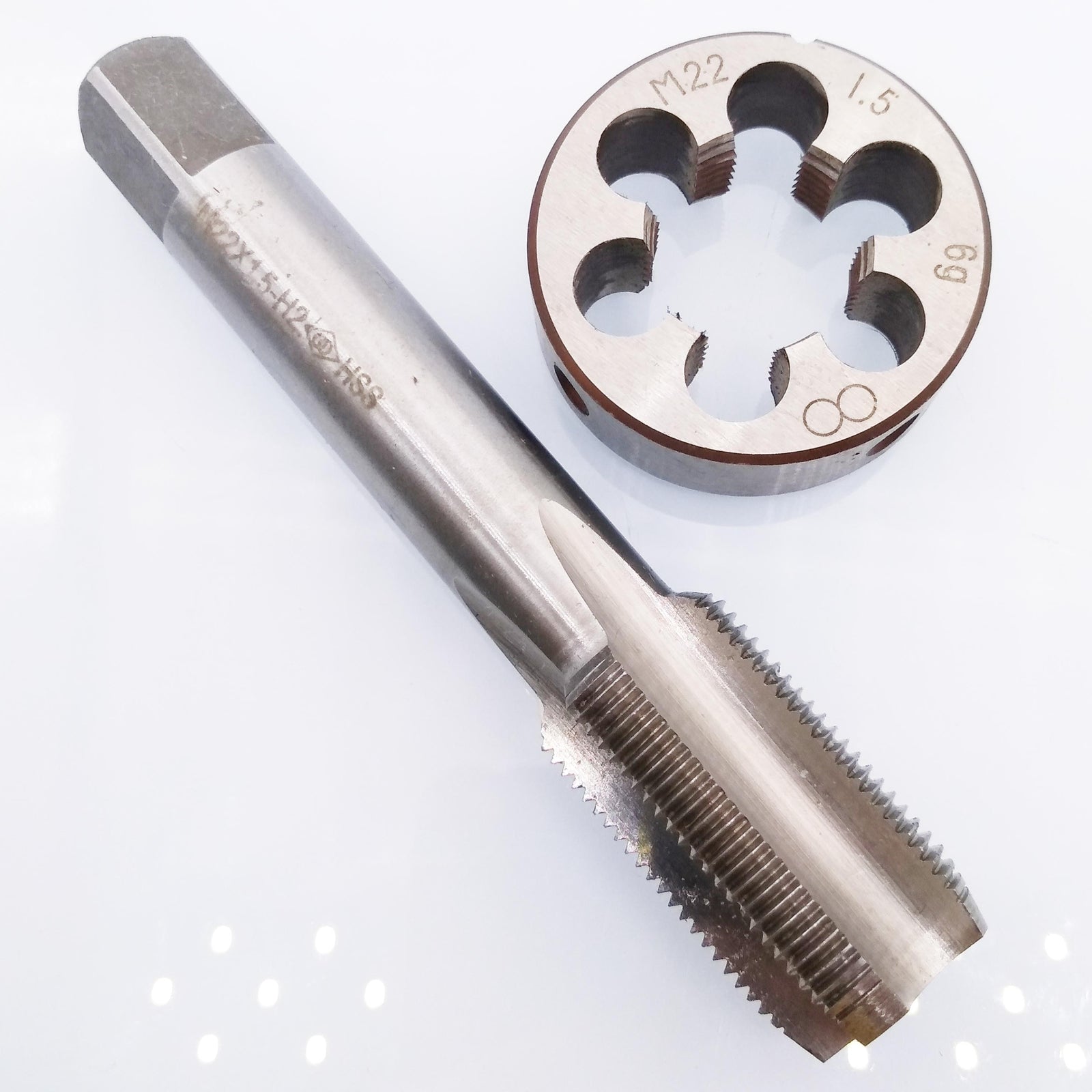 US Stock HSS M22 x 1.5mm Tap & M22 x 1.5mm Die Metric Thread Right Hand