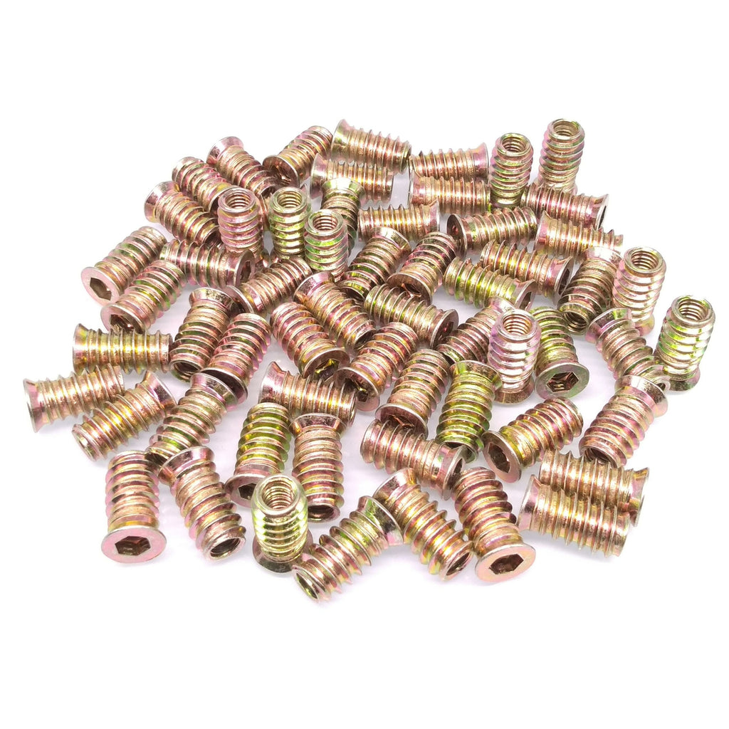 100pcs M6 x 20mm Furniture Screw-in Nut Bolt Fastener Hex Socket Insert Nuts