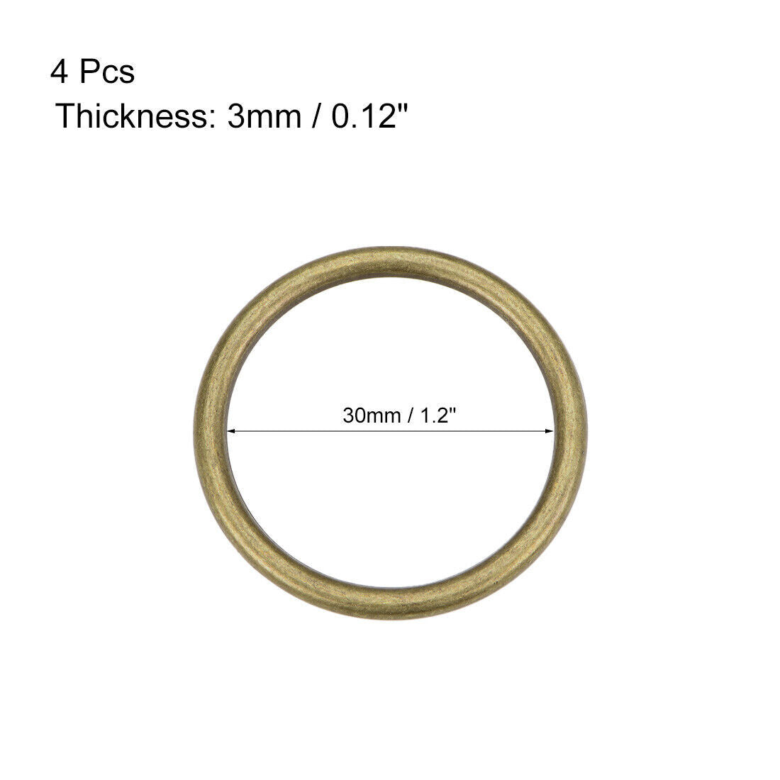 4pcs O Ring Buckle 1.2"(30mm) O-Rings Bronze Tone for Hardware Bags Craft DIY