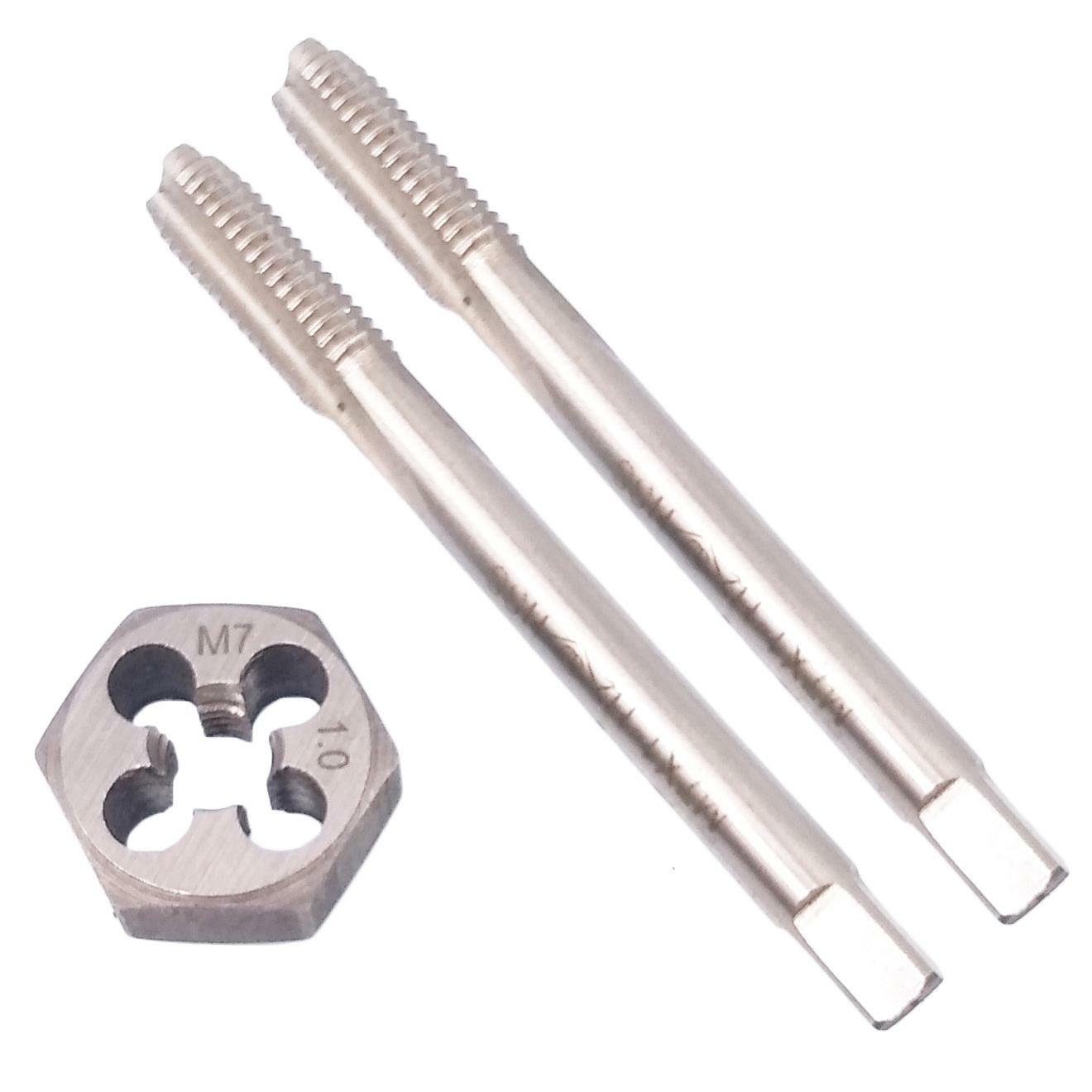 HSS M7 x 1mm Taper & Plug Tap & M7x1mm Hexagon Die Metric Thread Right Hand Set
