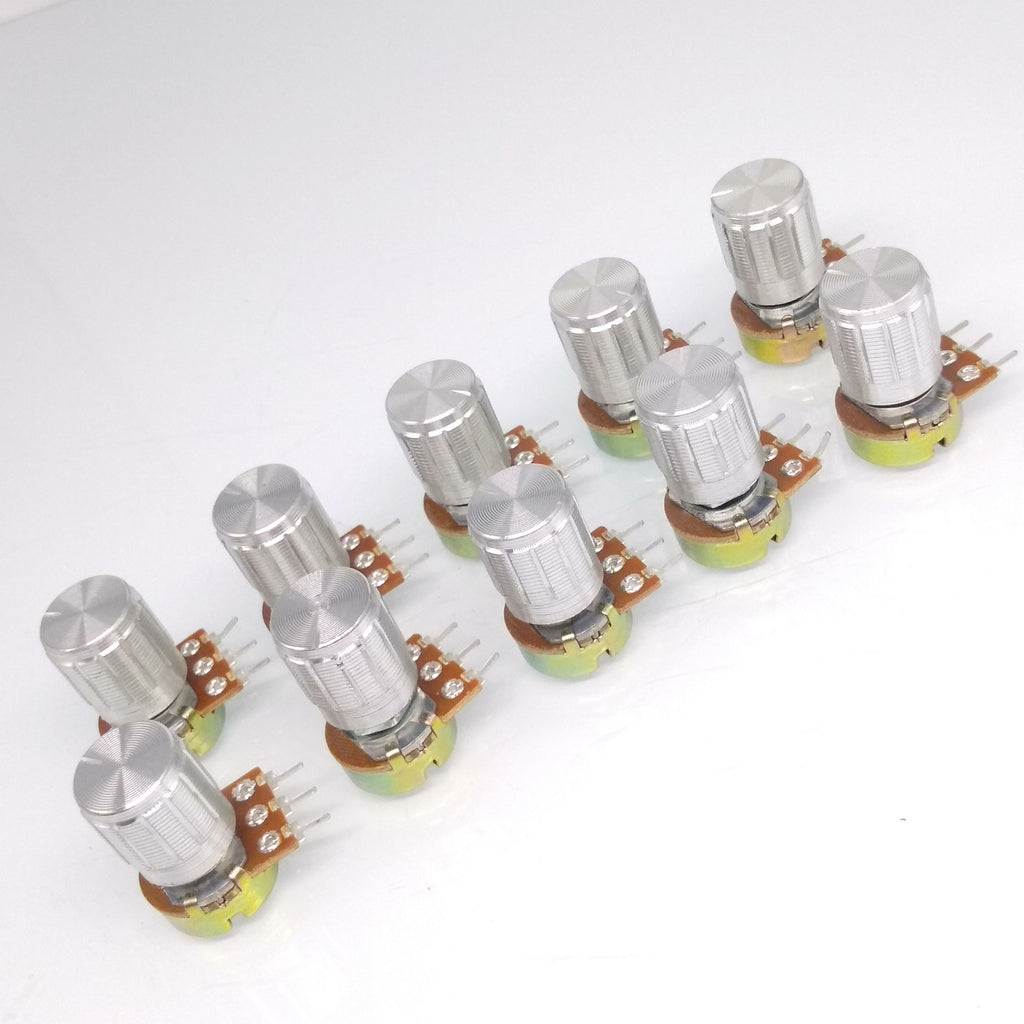 USStock 10Units 100K B100K OHM Linear Taper Rotary Potentiometer POT Silver Knob