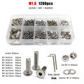 1200pcs M1.6 Hexagon Hex Socket Ultra Thin Head Screw Bolt Set 304SS