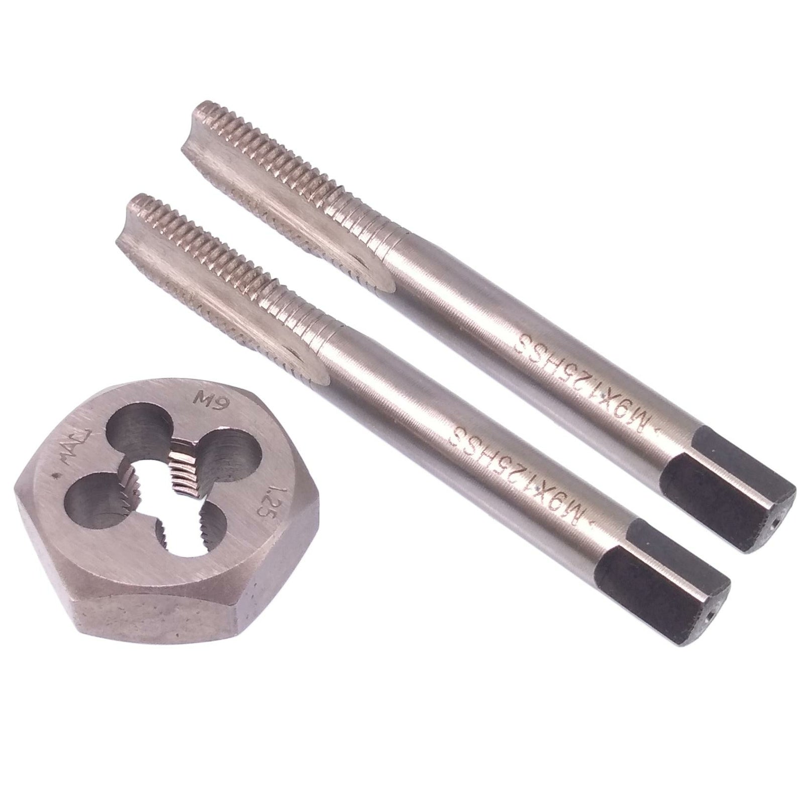 HSS M9 x 1.25mm Taper & Plug Tap & 9x1.25mm Hexagon Die Metric Thread Right Hand