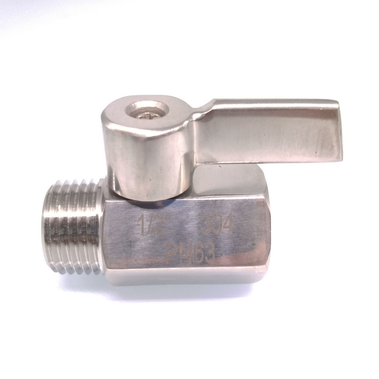 304 Stainless Steel Mini Ball Valve With Handle Female x Male NPT Thread 1/2''