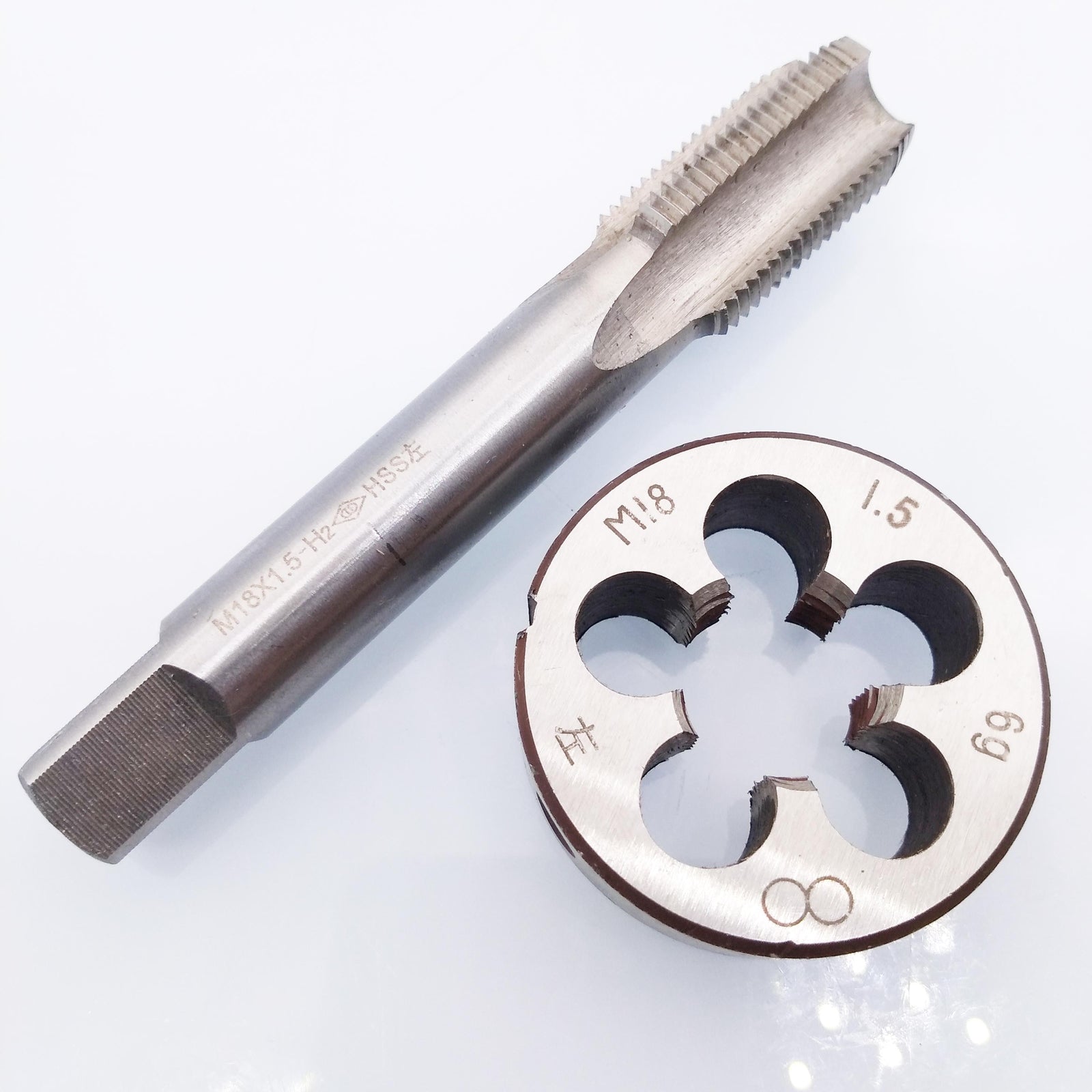 US Stock HSS M18 x 1.5mm Tap & M18 x 1.5mm Die Metric Thread Left Hand