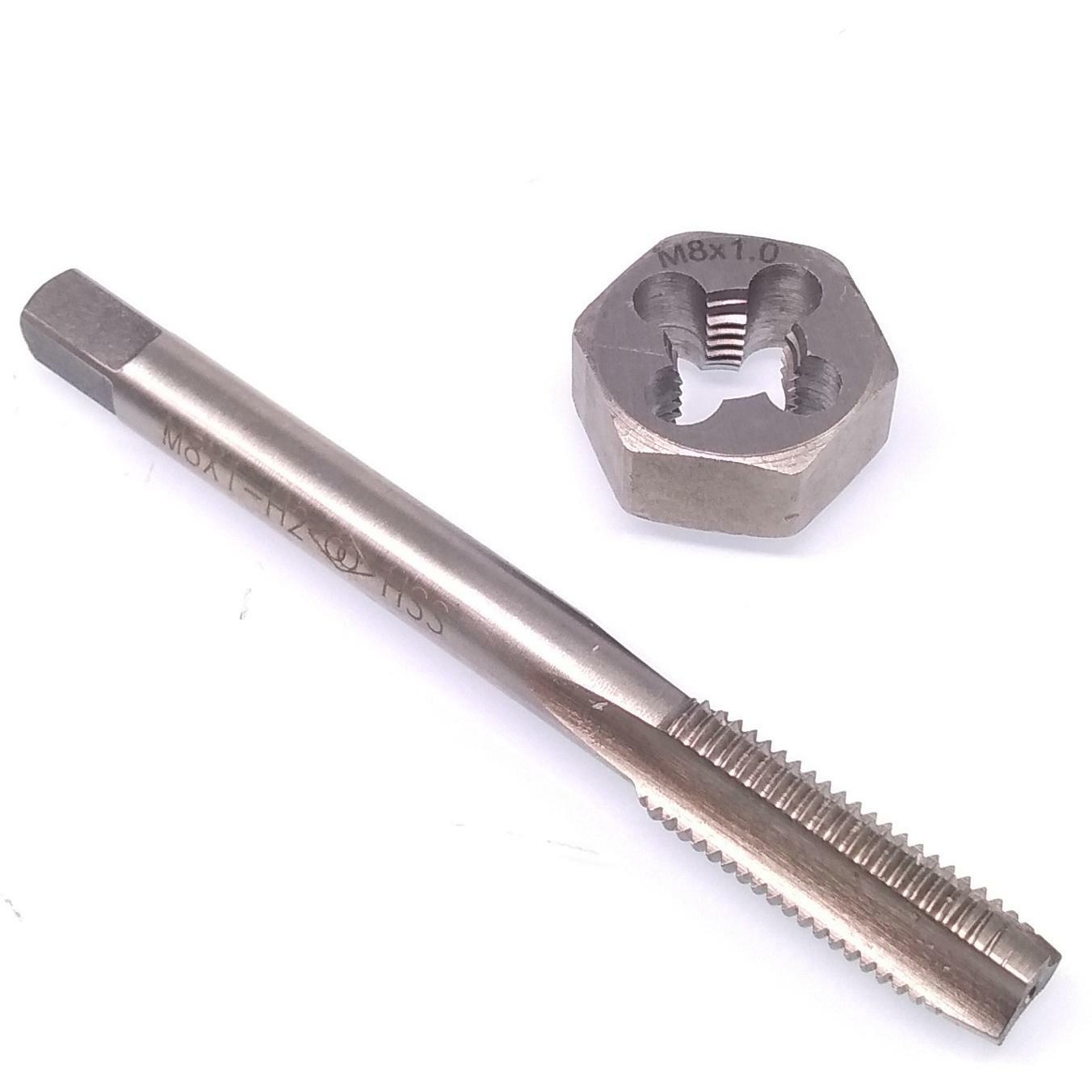US Stock HSS M8 x 1mm Tap & M8 x 1mm Hexagon Die Metric Thread Right Hand Set