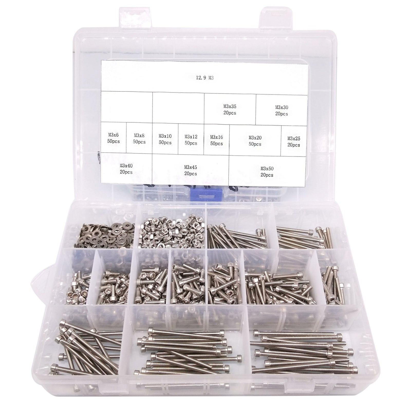 420x M3 Socket Head Cap Screws SS Steel Allen Socket Nuts Washers Assortment Kit