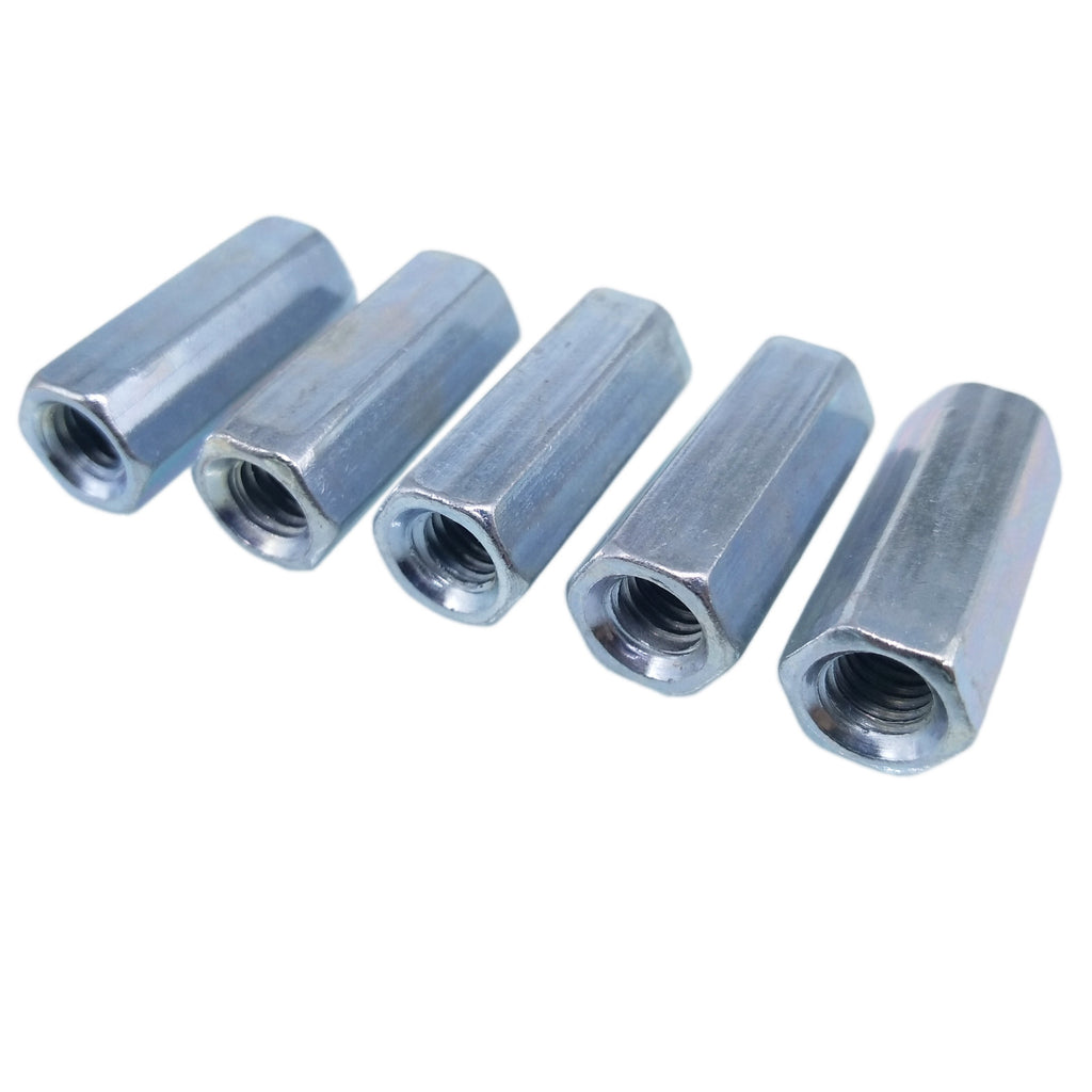 5pcs M6 x 1 x 25mm Long Rod Coupling Hex Nut Connector Zinc Plated