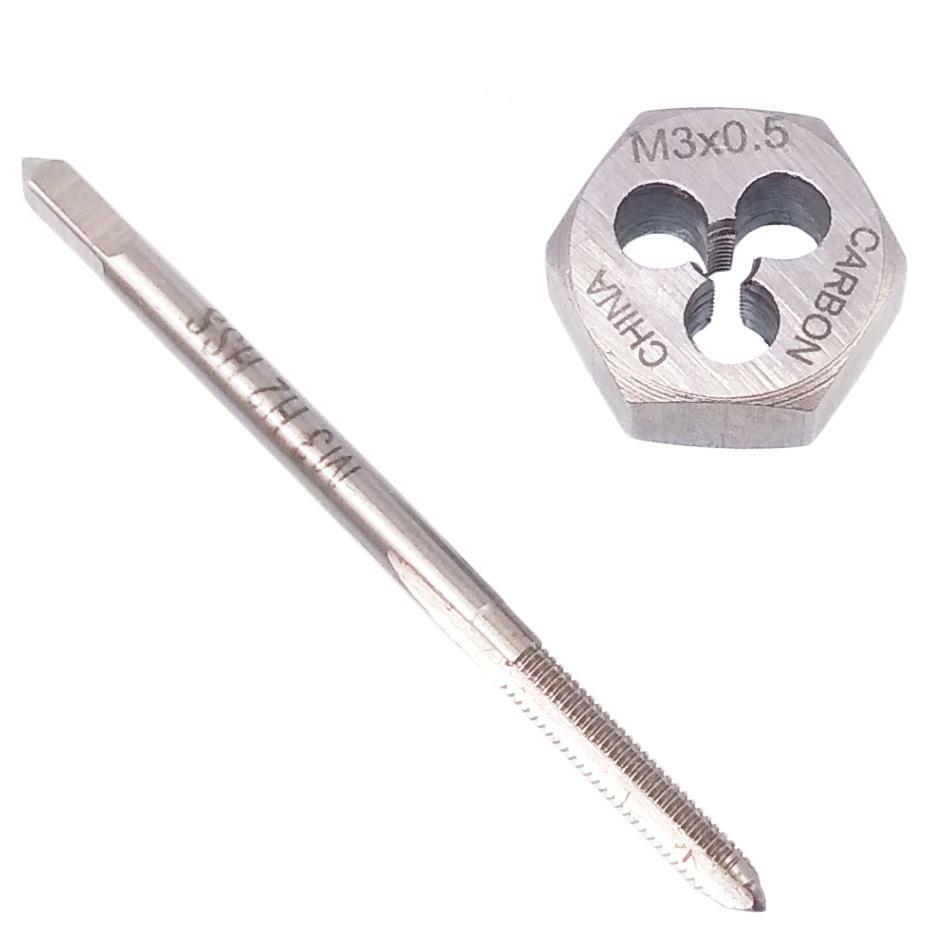 US Stock HSS M3 x 0.5mm Tap & 3 x 0.5mm Hexagon Die Metric Thread Right Hand Set
