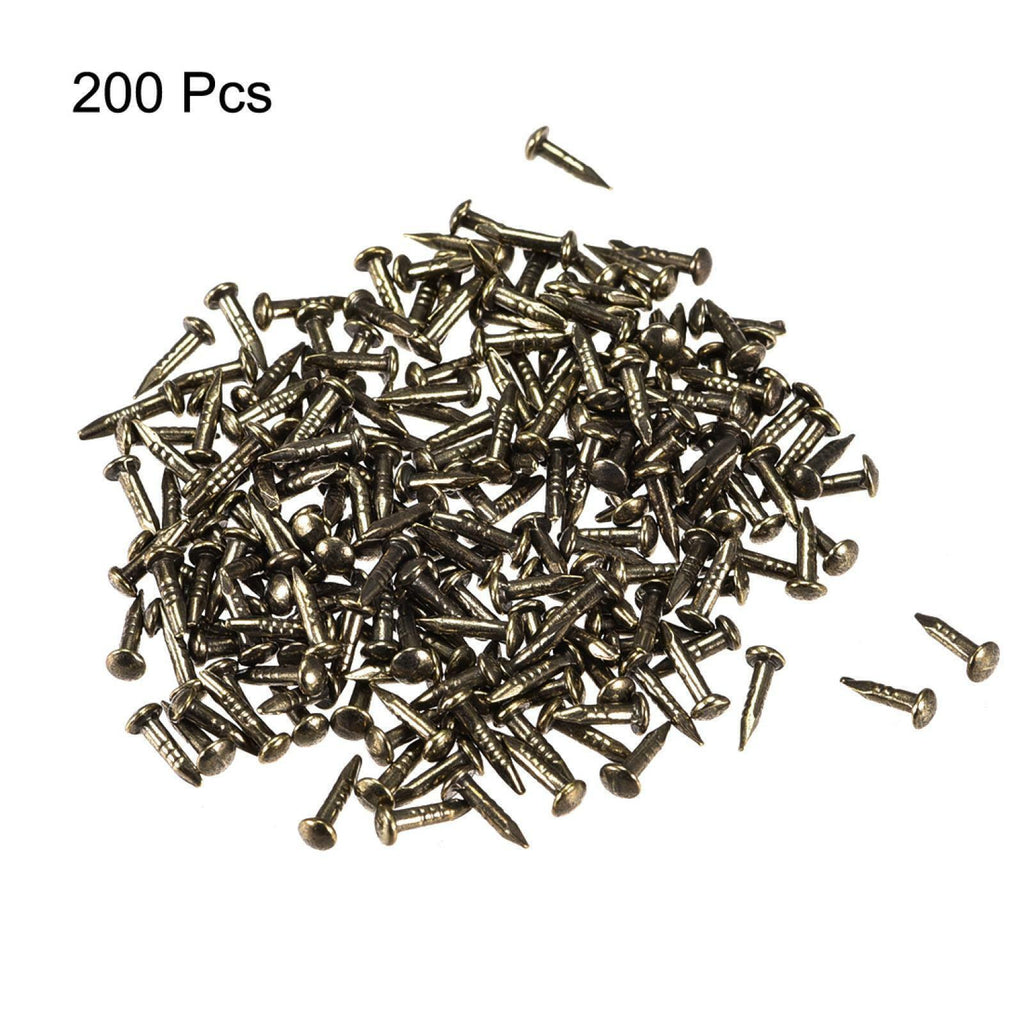 200pcs Tiny Nails 1X6mm for DIY Decorative Household Accessories Bronze Tone