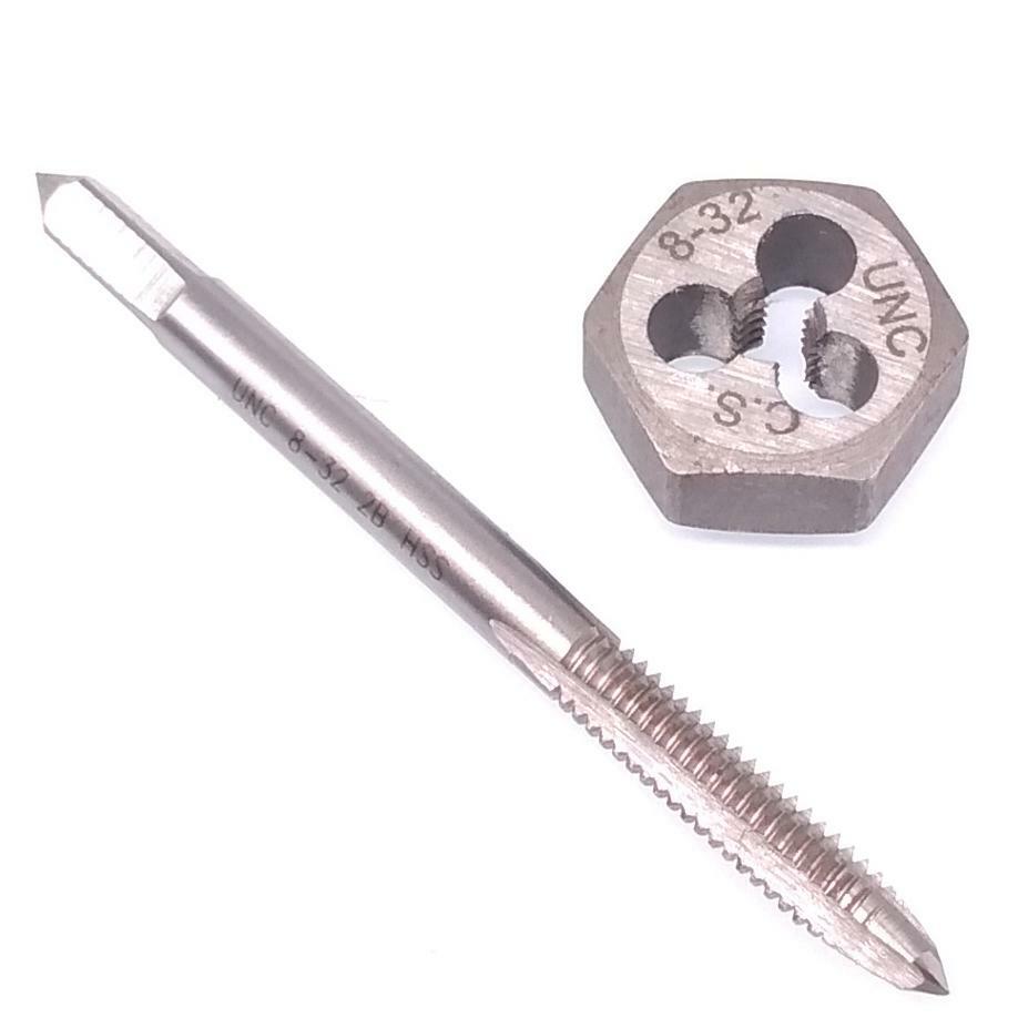 US Stock HSS 8-32 Tap & 8-32 Hexagon Die Thread Right Hand Set