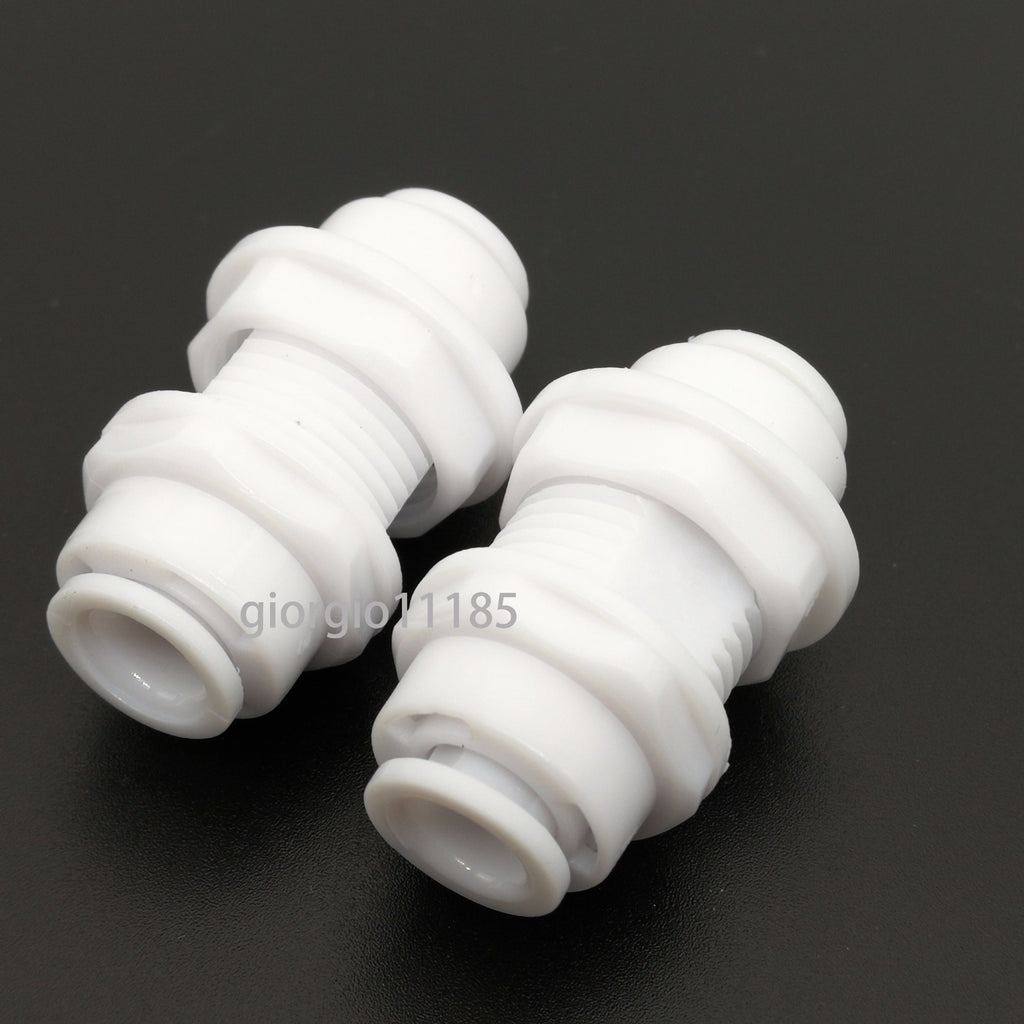 US Stock 2pcs 1/4" to 1/4" Quick Connect Bulkhead Connector Push Fit